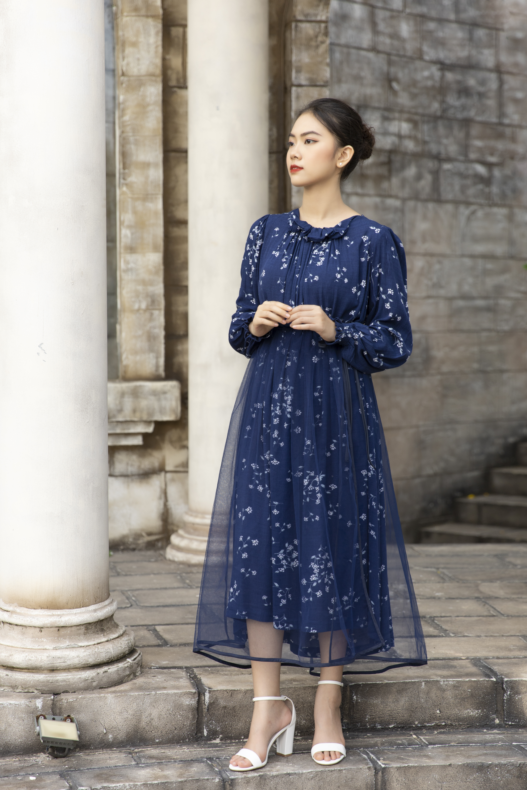 Đầm Midi Floral White Phối Ren - Ảnh 7