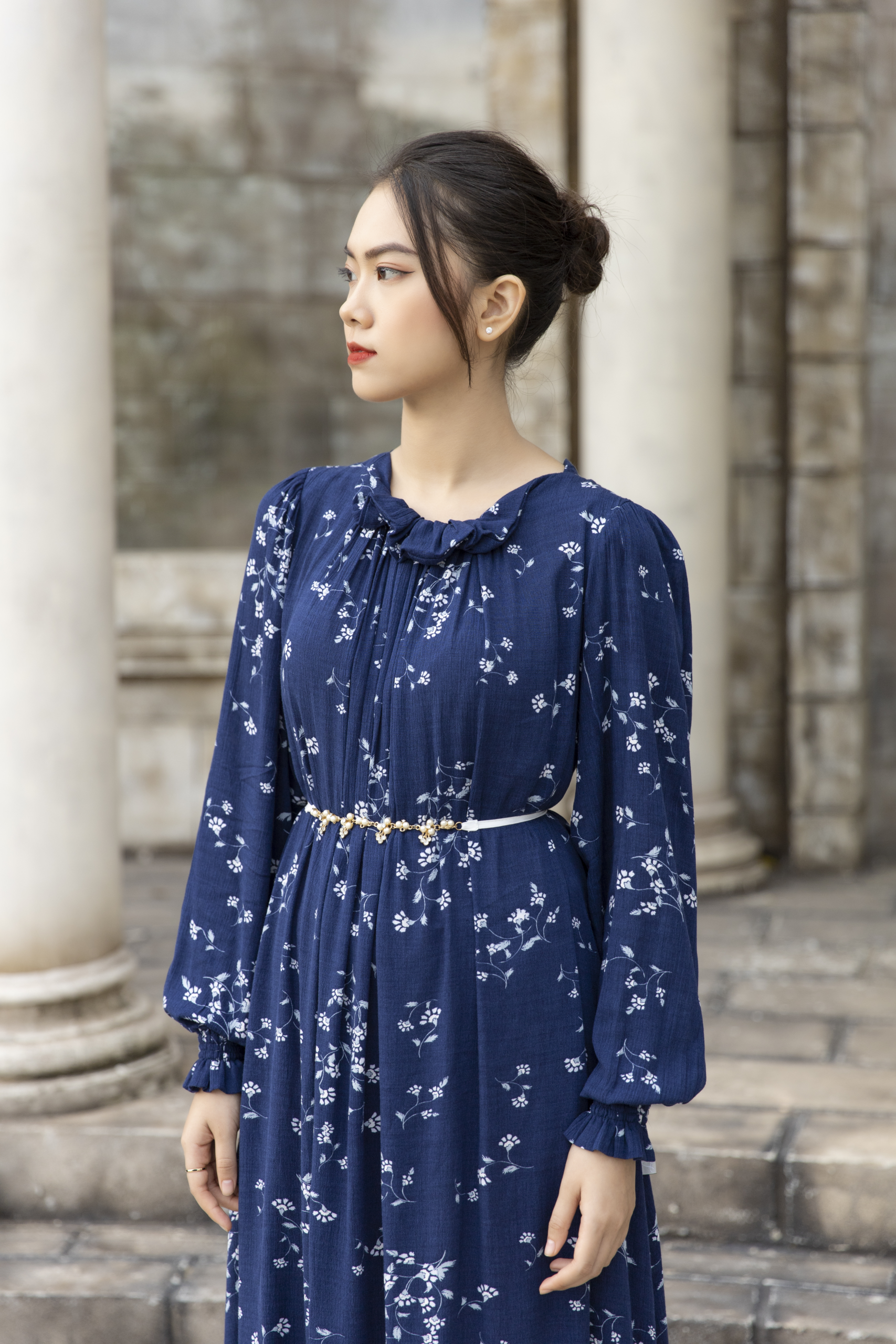 Đầm Midi Floral White Phối Ren - Ảnh 8