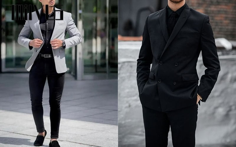 Kết hợp hài hòa giữa áo sơ mi đen và vest