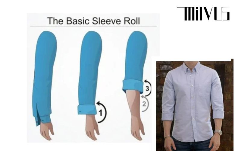 Kiểu xắn tay áo Basic Sleeve Roll