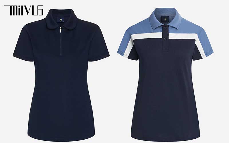 Milvus cung cấp đa dạng các kiểu áo polo màu xanh đen cho nam và nữ