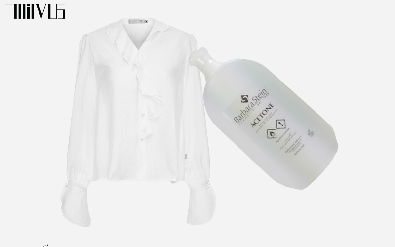 Nước rửa móng tay Aceton có thể tẩy logo in trên áo sơ mi trắng
