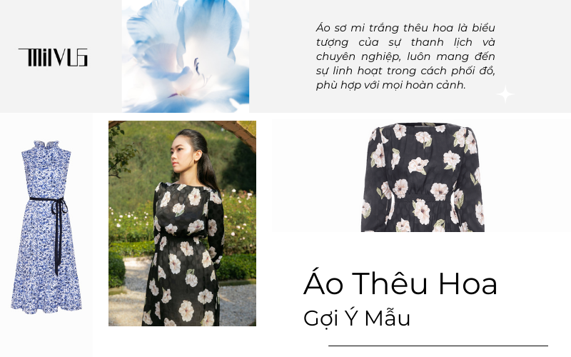 Mẫu Áo Sơ Mi Trắng Thêu Hoa Cao Cấp