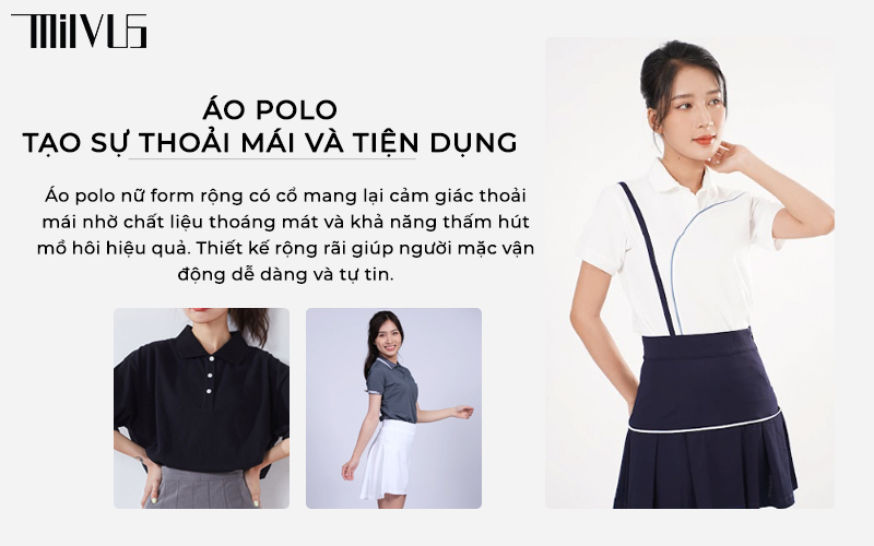 Áo polo nữ form rộng có cổ