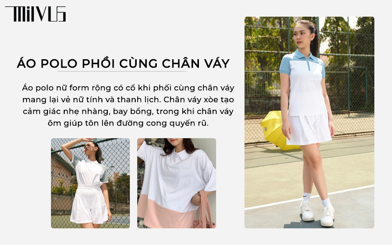 Áo polo nữ form rộng có cổ
