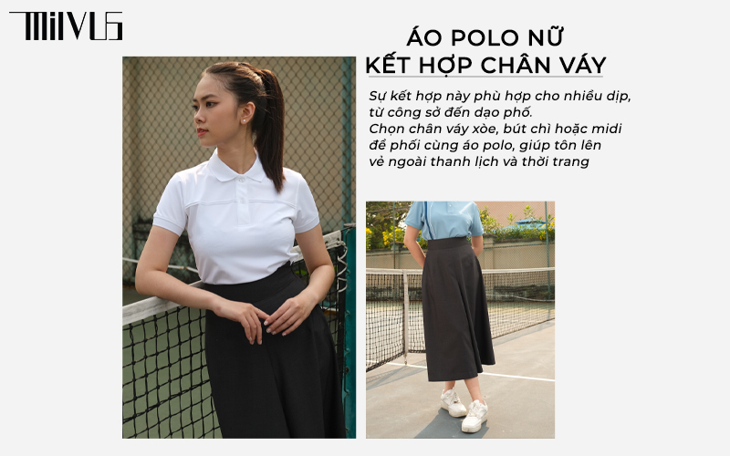 Áo polo nữ mặc với quần gì