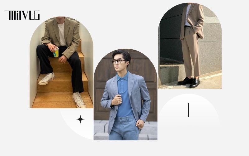 Phối áo blazer với quần ống rộng