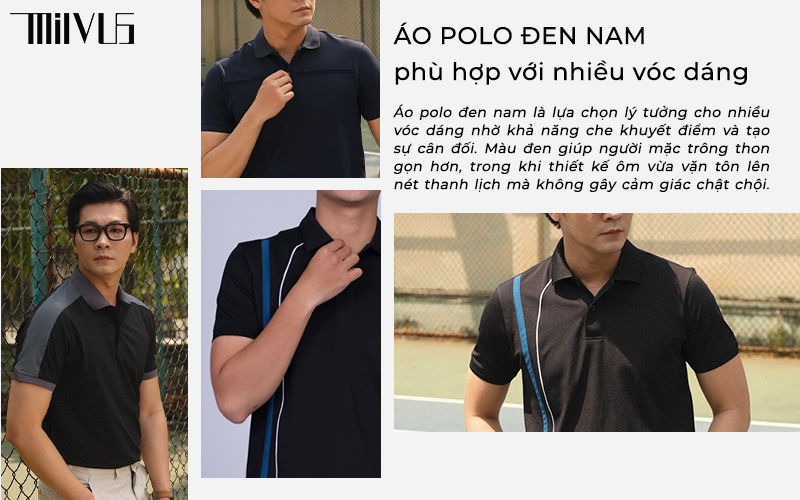 Áo polo đen nam