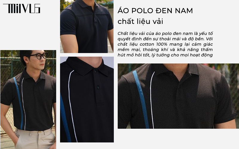 Áo polo đen nam