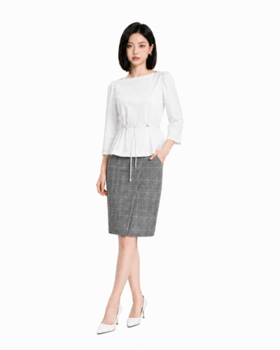 Alternative view of Chân Váy Xẻ Tà Plaid Office Wear