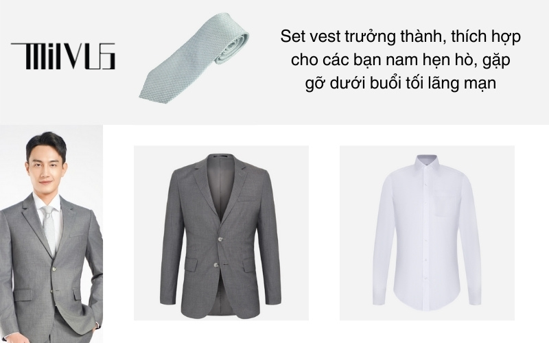 Set vest trưởng thành, thích hợp cho các bạn nam hẹn hò, gặp gỡ dưới buổi tối lãng mạn