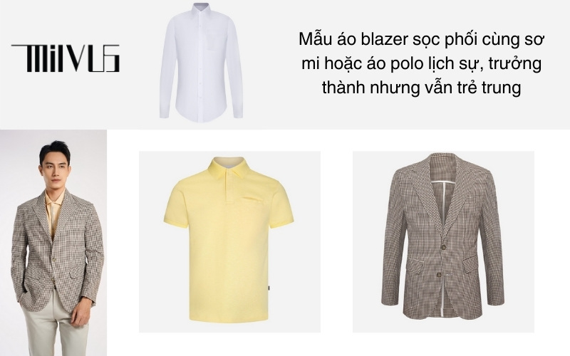 Mẫu áo blazer sọc phối cùng sơ mi hoặc áo polo lịch sự, trưởng thành nhưng vẫn trẻ trung