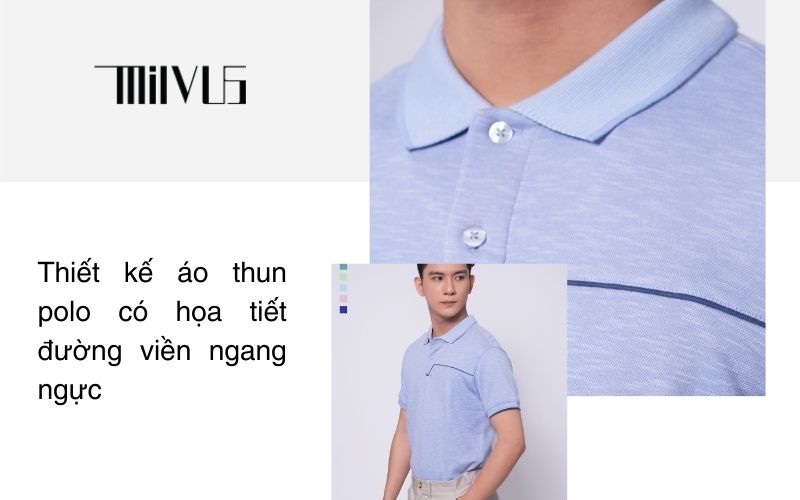 Thiết kế áo thun polo có họa tiết đường viền ngang ngực