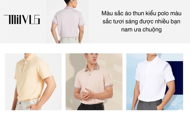 Màu sắc áo thun kiểu polo màu sắc tươi sáng được nhiều bạn nam ưa chuộng