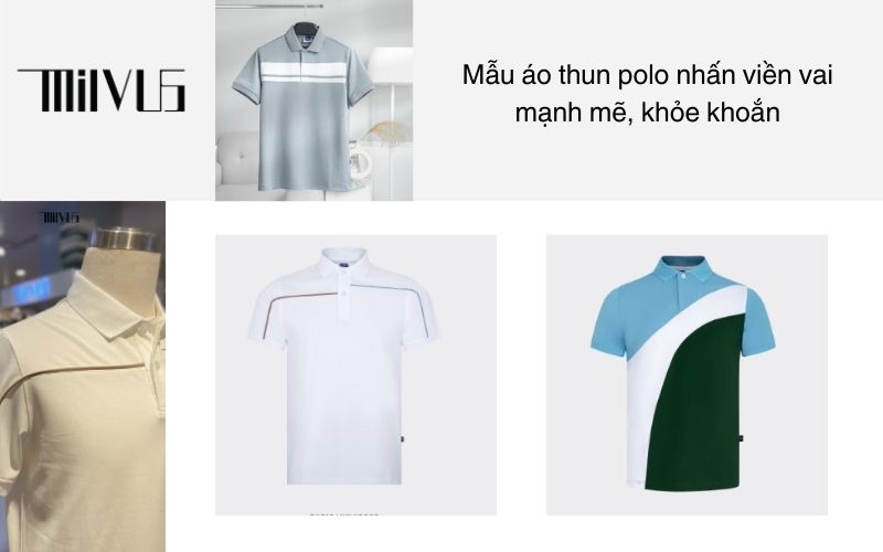 Mẫu áo thun polo nhấn viền vai mạnh mẽ, khỏe khoắn