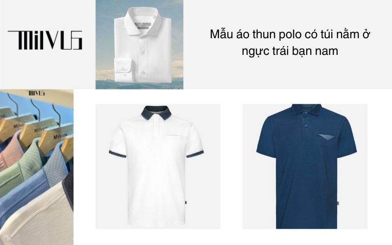 Mẫu áo thun polo có túi nằm ở ngực trái bạn nam