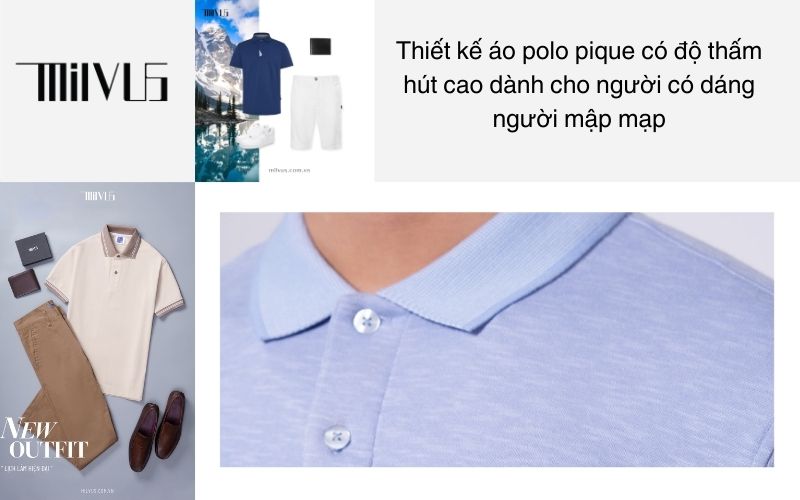 Thiết kế áo polo pique có độ thấm hút cao dành cho người có dáng người mập mạp