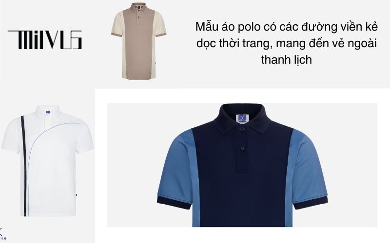 Mẫu áo polo có các đường viền kẻ dọc thời trang, mang đến vẻ ngoài thanh lịch