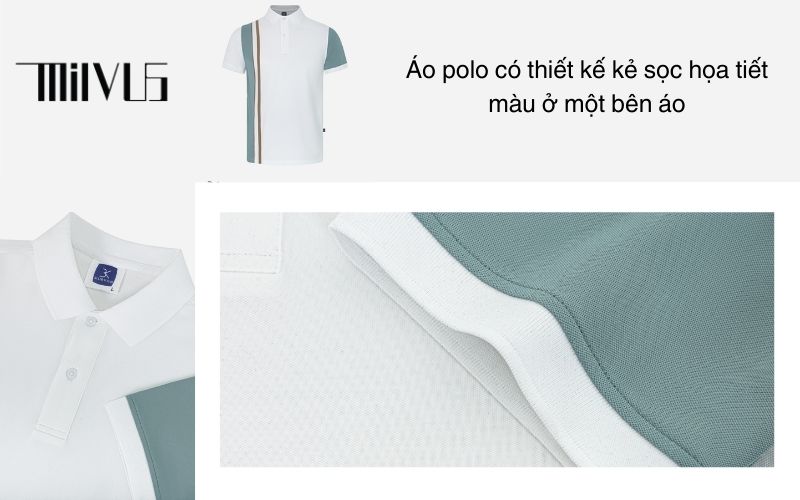 Áo polo có thiết kế kẻ sọc họa tiết màu ở một bên áo