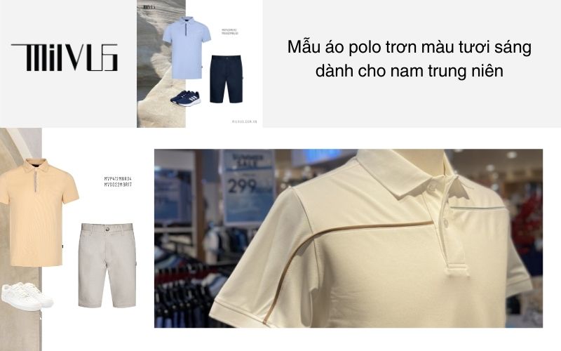 Mẫu áo polo trơn màu tươi sáng dành cho nam trung niên