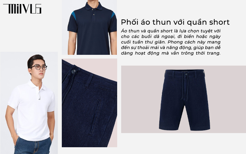 Phối áo thun với quần short