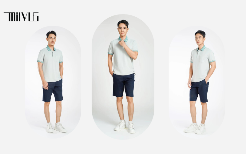 Mẹo phối áo thun có cổ với quần short nam trong các dịp casual