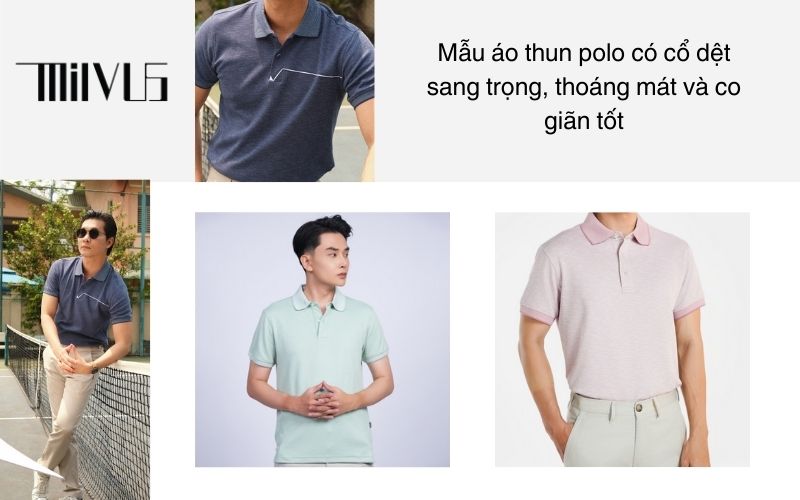 Mẫu áo thun polo có cổ dệt sang trọng, thoáng mát và co giãn tốt