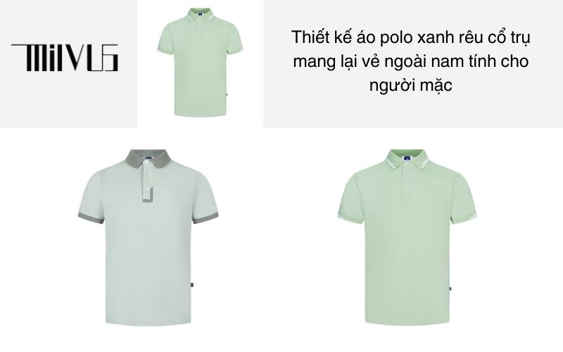 Thiết kế áo polo xanh rêu cổ trụ mang lại vẻ ngoài nam tính cho người mặc