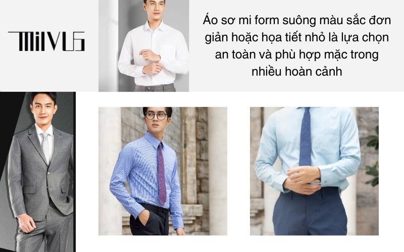 Áo sơ mi form suông màu sắc đơn giản hoặc họa tiết nhỏ là lựa chọn an toàn và phù hợp mặc trong nhiều hoàn cảnh