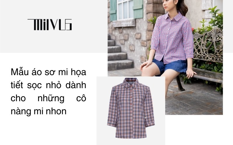 Mẫu áo sơ mi họa tiết sọc nhỏ dành cho những cô nàng mi nhon