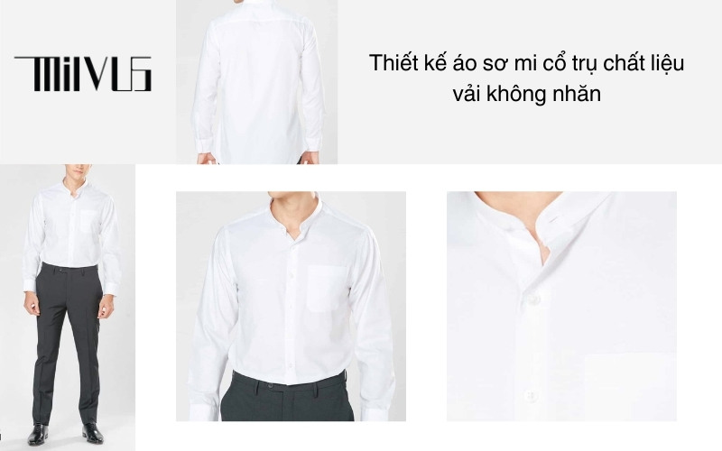 Thiết kế áo sơ mi cổ trụ chất liệu vải không nhăn