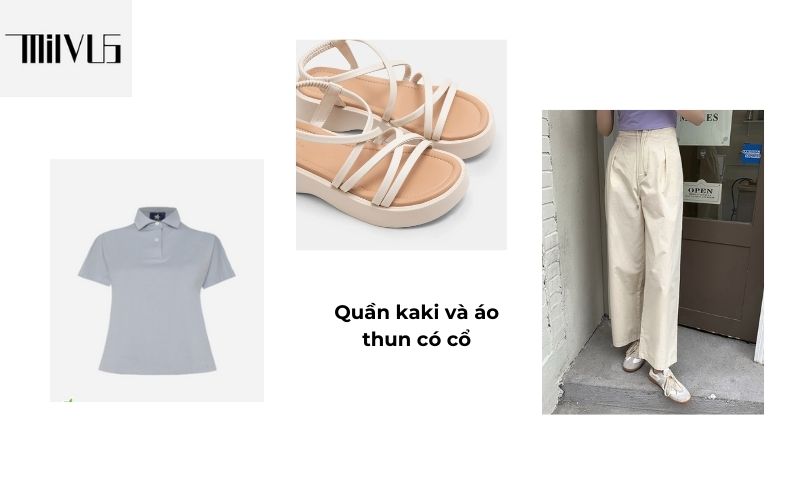 


Quần kaki đơn giản cùng áo thun nữ có cổ