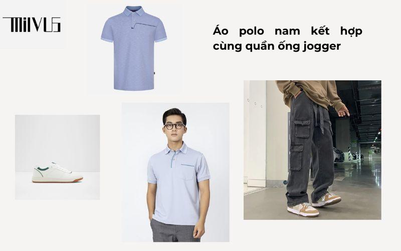 Áo polo phối cùng quần jogger cá tính