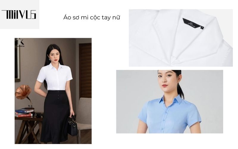 Áo sơ mi nữ cộc tay có màu tươi sáng