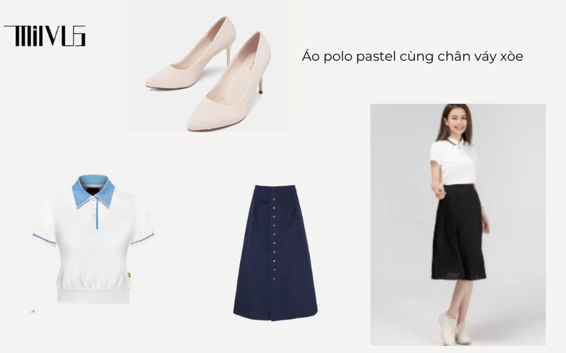 Outfit thanh lịch cùng chân váy xòe