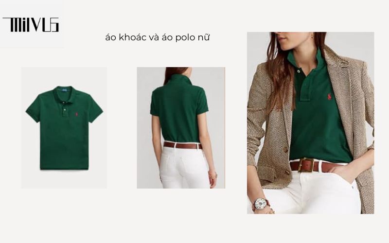 Bộ trang phục ấn tượng với áo polo xanh olive 