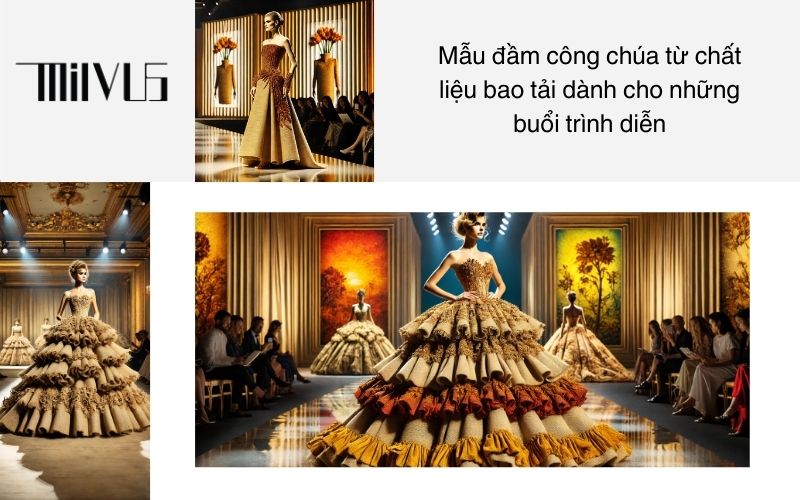 Mẫu đầm công chúa từ chất liệu bao tải dành cho những buổi trình diễn