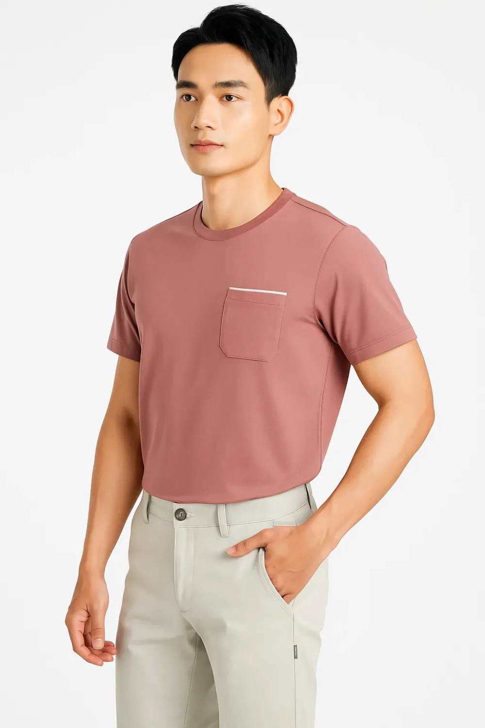Áo Thun Nam T-Shirt Basic Túi Viền Nhiều Màu Cotton Mềm Mịn Co Giãn MVT457M - Ảnh 6