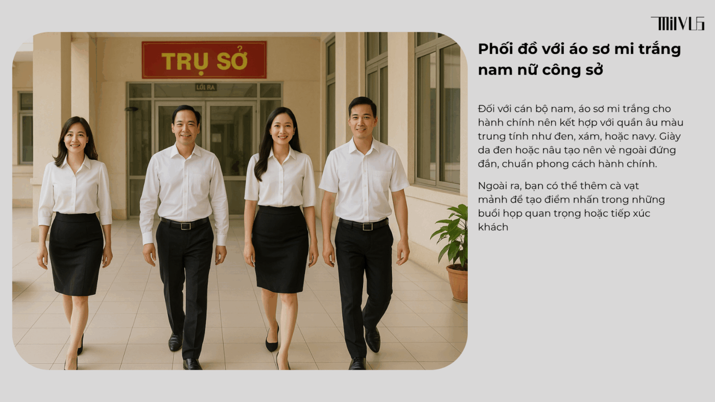Áo Sơ Mi Trắng Cho Cán Bộ Hành Chính