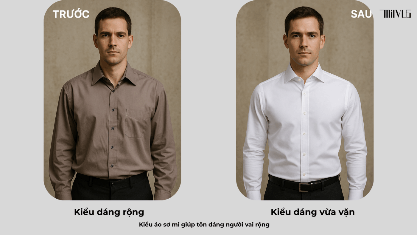 Áo Sơ Mi Trắng Cho Người Vai Rộng
