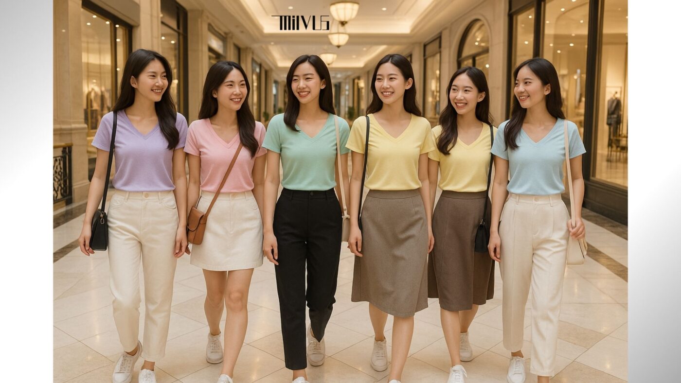 Áo Thun Nữ Cổ Tim Màu Pastel Nhẹ Nhàng Nữ Tính