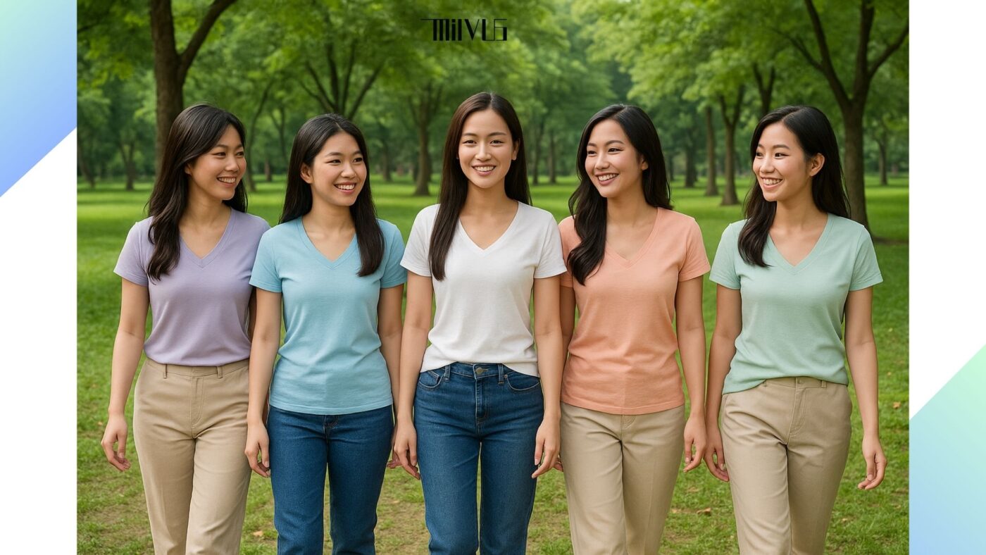 Áo Thun Nữ Cổ Tim Màu Pastel Nhẹ Nhàng Nữ Tính