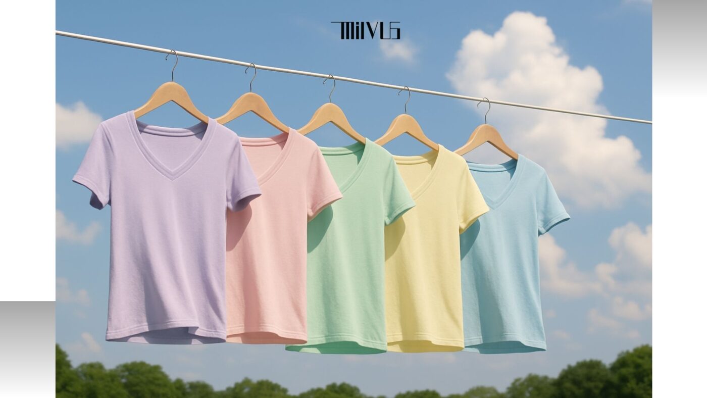 Áo Thun Nữ Cổ Tim Màu Pastel Nhẹ Nhàng Nữ Tính
