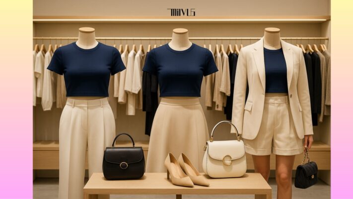 Áo Thun Nữ Crop Top Màu Xanh Navy Phong Cách