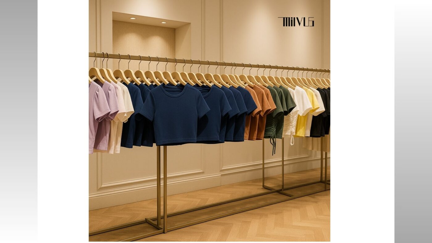 Áo Thun Nữ Crop Top Màu Xanh Navy Phong Cách