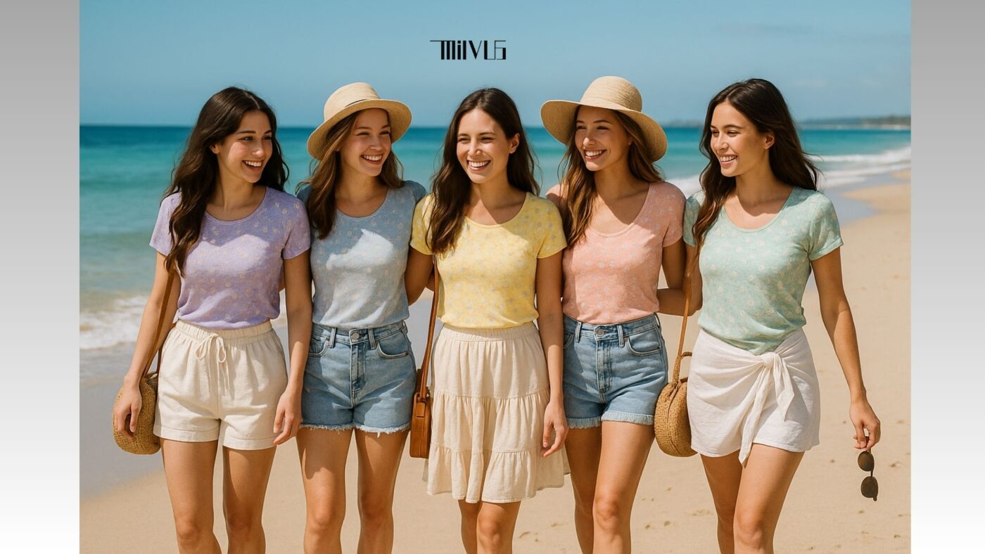 Áo Thun Nữ Họa Tiết Hoa Nhỏ Màu Pastel Nữ