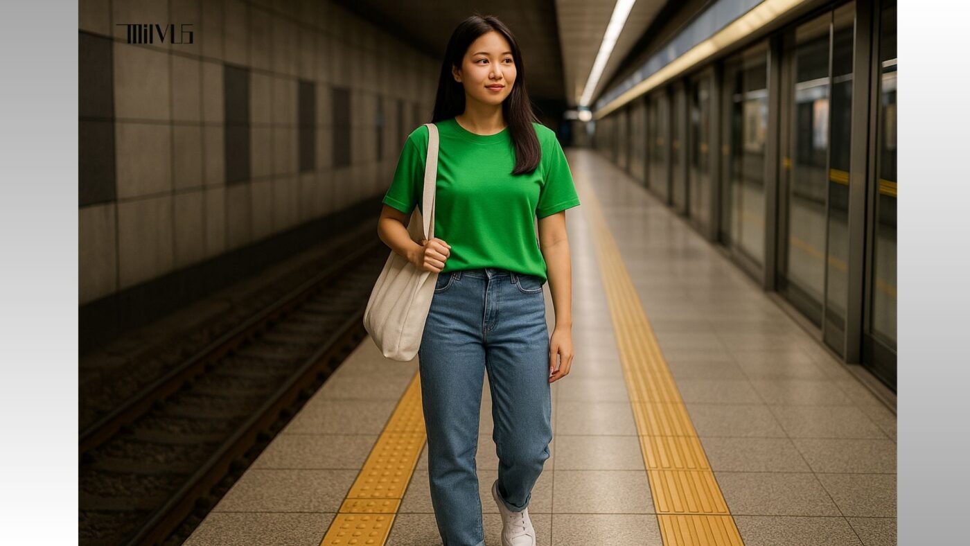 Áo Thun Nữ Tay Lỡ Màu Xanh Lá Cây Tươi