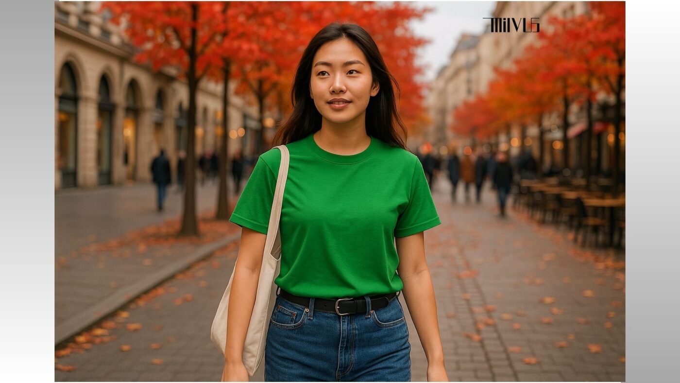 Áo Thun Nữ Tay Lỡ Màu Xanh Lá Cây Tươi