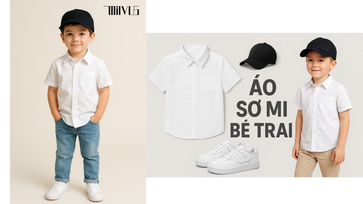 Áo sơ mi trắng cho bé trai