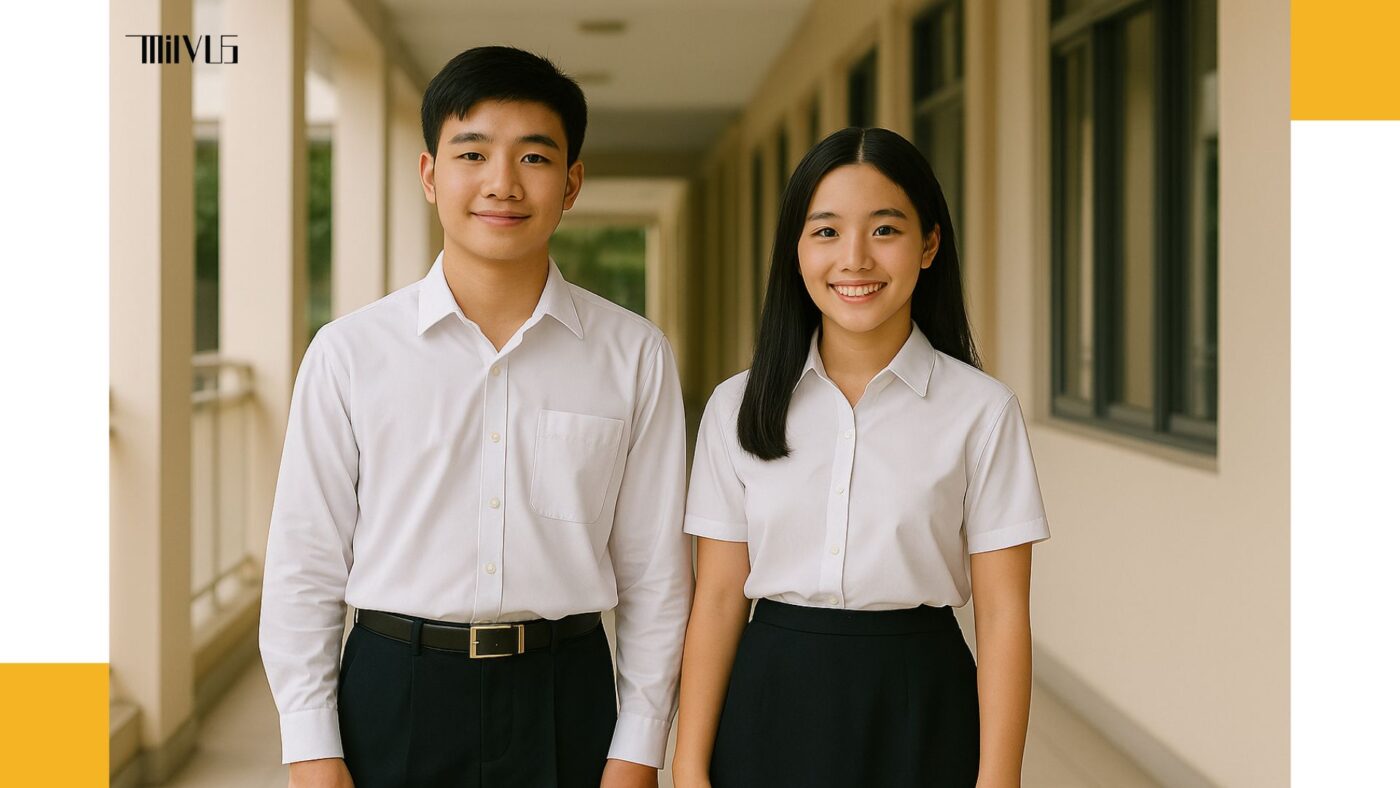 Áo sơ mi trắng cho học sinh cấp 2